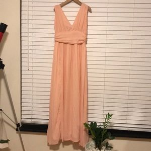 Blush deep V bridesmaid dress